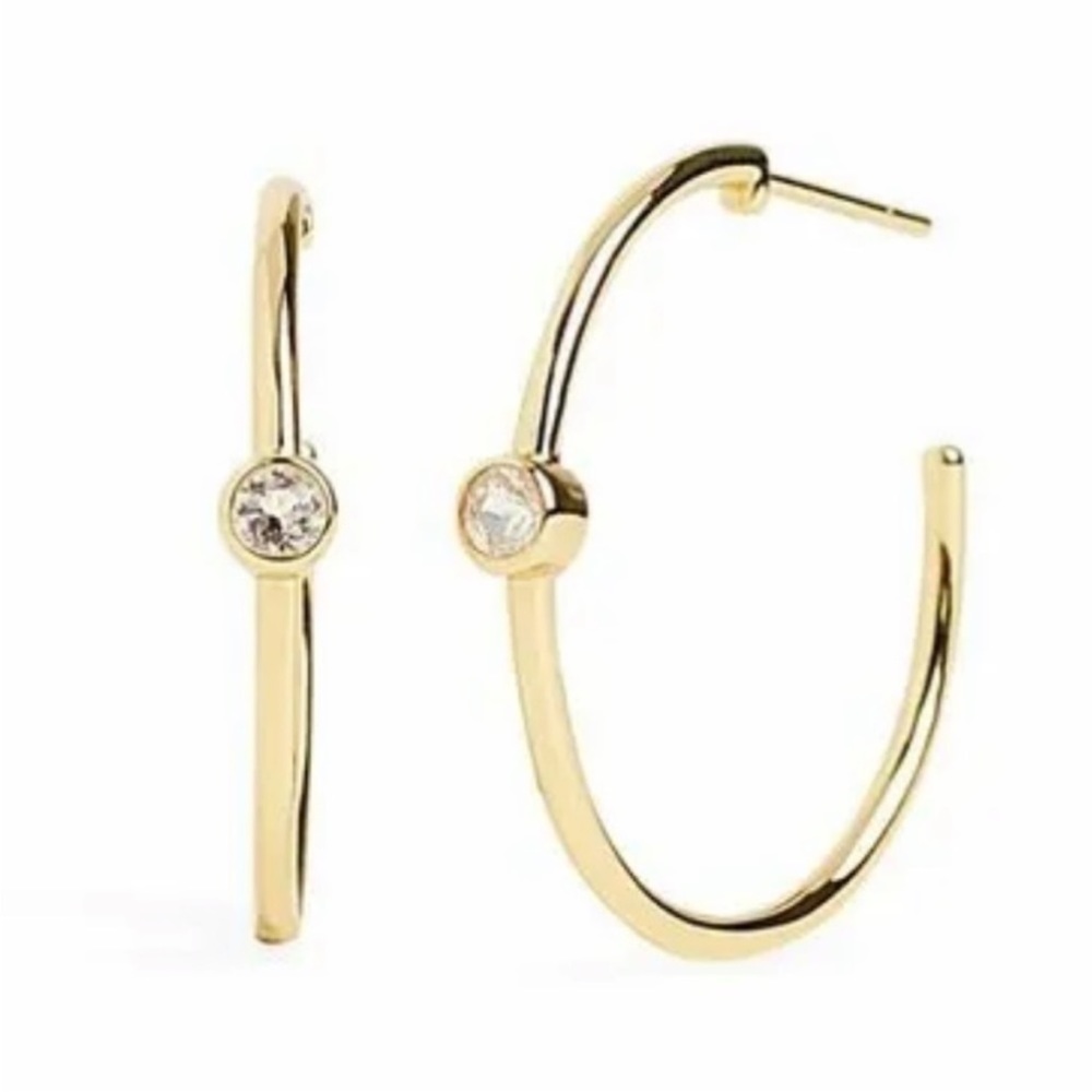 NWT Marrin Costello Mystique Hoop Earrings (14k gold over sterling) white topaz